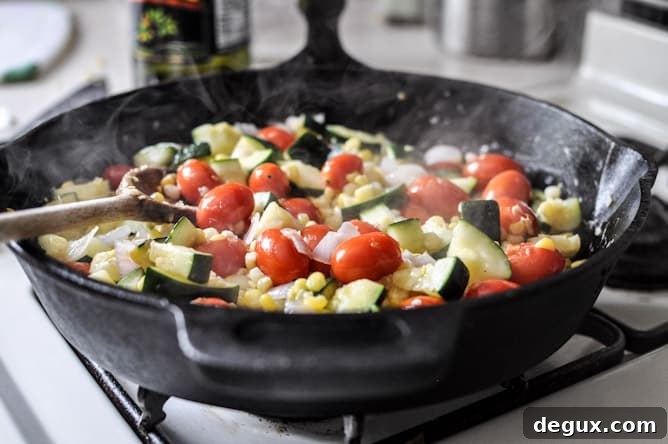 Brown Butter Garden Vegetable Pasta Skillet I howsweeteats.com