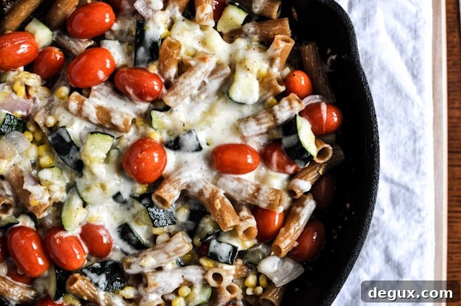 Brown Butter Garden Vegetable Pasta Skillet I howsweeteats.com