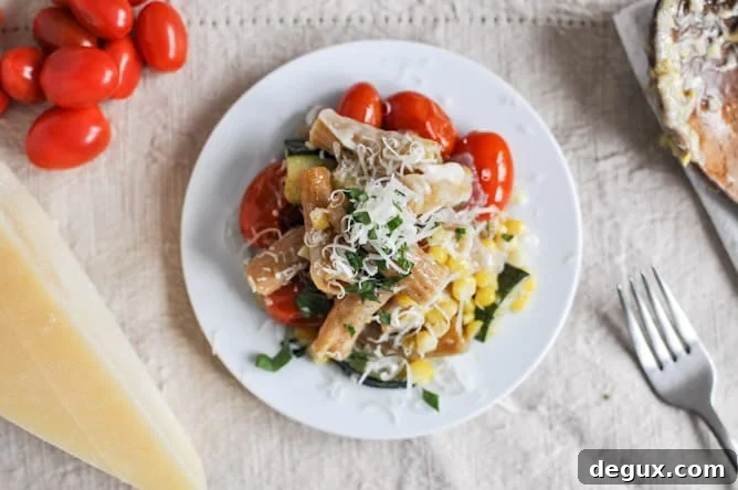 Brown Butter Garden Vegetable Pasta Skillet I howsweeteats.com
