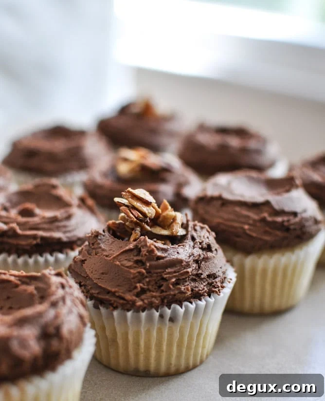 Sugared Toasted Almond Cupcakes with Chocolate Frosting I howsweeteats.com