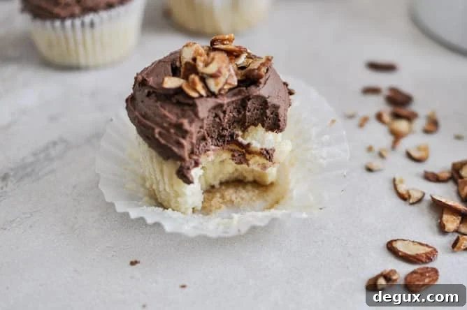 Sugared Toasted Almond Cupcakes with Chocolate Frosting I howsweeteats.com