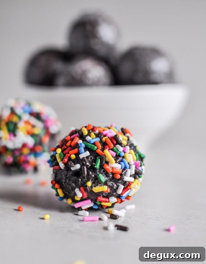 Glazed and Sprinkled Chocolate Cake Donut Holes I howsweeteats.com