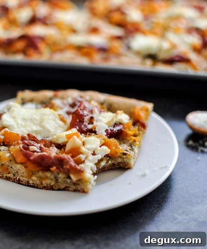 Butternut Squash, Sage Pesto and Prosciutto Pizza I howsweeteats.com