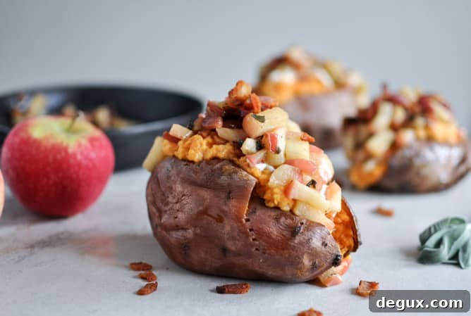 Apple Bacon Stuffed Sweet Potatoes I howsweeteats.com