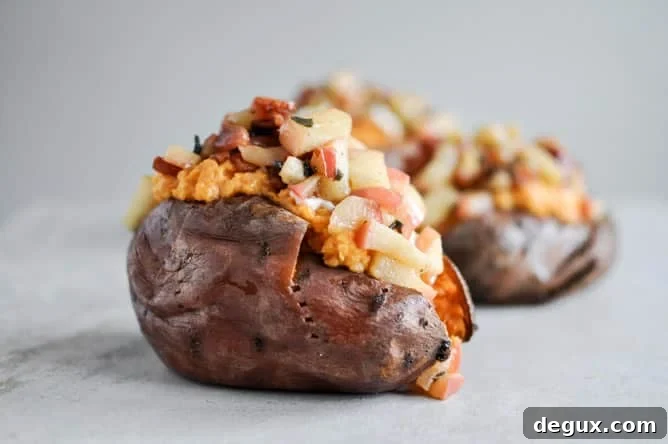 Apple Bacon Stuffed Sweet Potatoes I howsweeteats.com