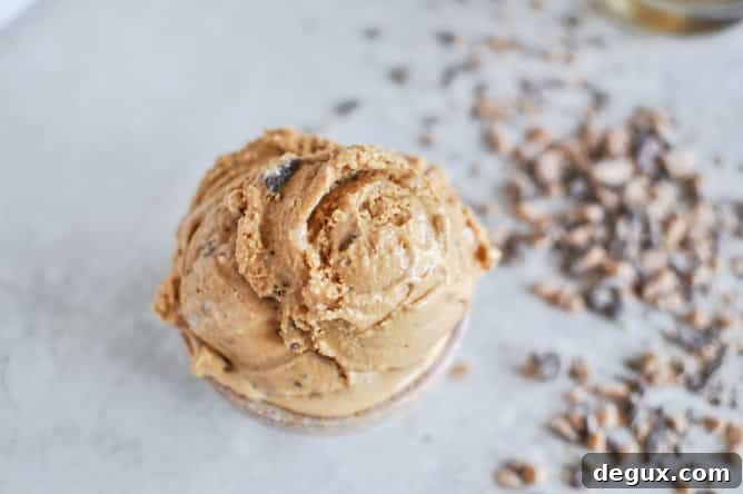 Burnt Caramel Bourbon Ice Cream with Milk Chocolate Toffee I howsweeteats.com