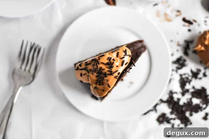 Chocolate Fudge Peanut Butter Cake I howsweeteats.com