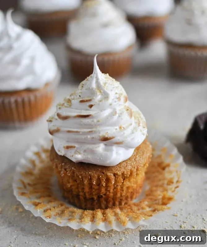 Pumpkin S'mores Cupcakes I howsweeteats.com
