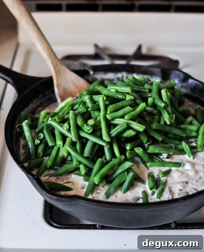Lightened Up Fresh Green Bean Casserole I howsweeteats.com