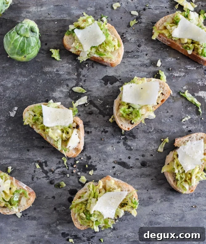 Parmesan Brussels Sprouts Crostini I howsweeteats.com