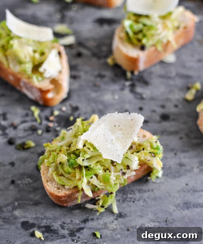 Parmesan Brussels Sprouts Crostini I howsweeteats.com
