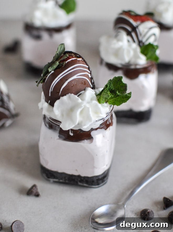 No-Bake Chocolate Covered Strawberry Cheesecakes I howsweeteats.com No-Bake Chocolate Covered Strawberry Cheesecakes I howsweeteats.com