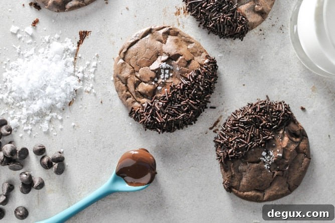 Salted Dark Chocolate Truffle Cookies I howsweeteats.com