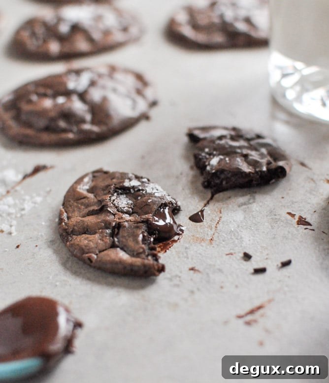 Salted Dark Chocolate Truffle Cookies I howsweeteats.com