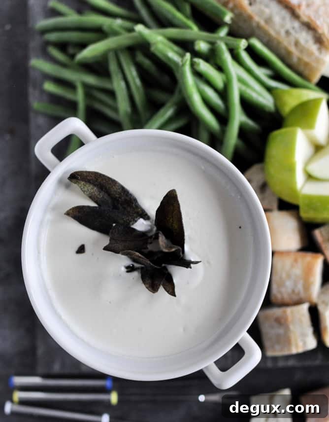 Goat Cheese Fondue with Fried Sage I howsweeteats.com