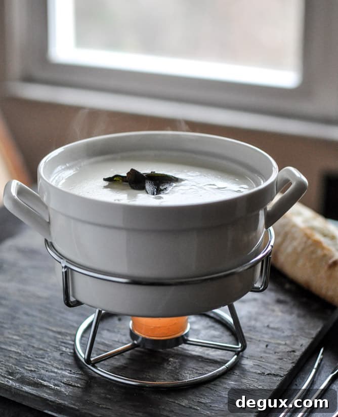 Goat Cheese Fondue with Fried Sage I howsweeteats.com