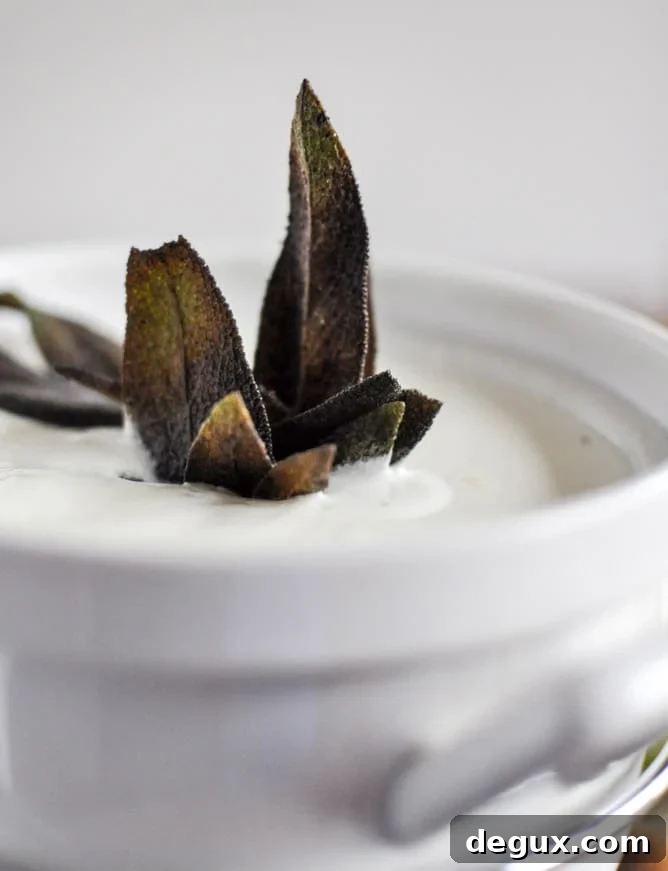 Goat Cheese Fondue with Fried Sage I howsweeteats.com