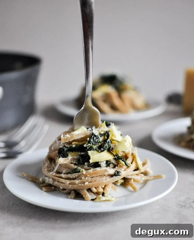 Spinach and Artichoke Linguine I howsweeteats.com