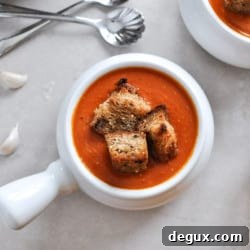 Creamy Tomato Soup with Brown Butter Garlic Croutons 2 img 30041 6