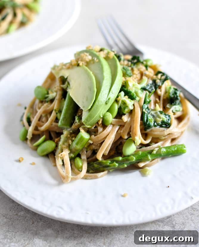 Creamy Pasta Verde with Garlic Brown Butter Breadcrumbs
