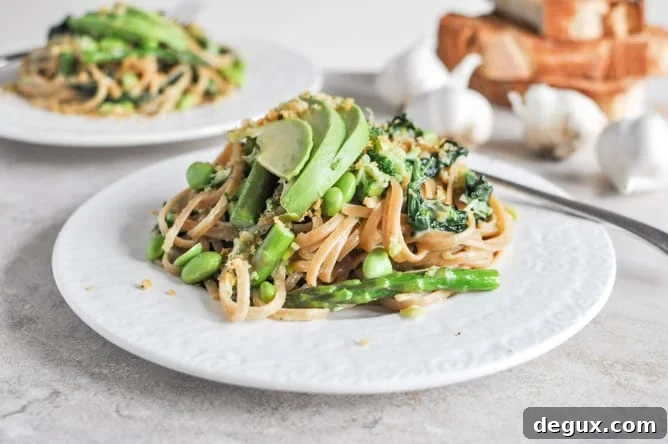 Creamy Pasta Verde with Garlic Brown Butter Breadcrumbs