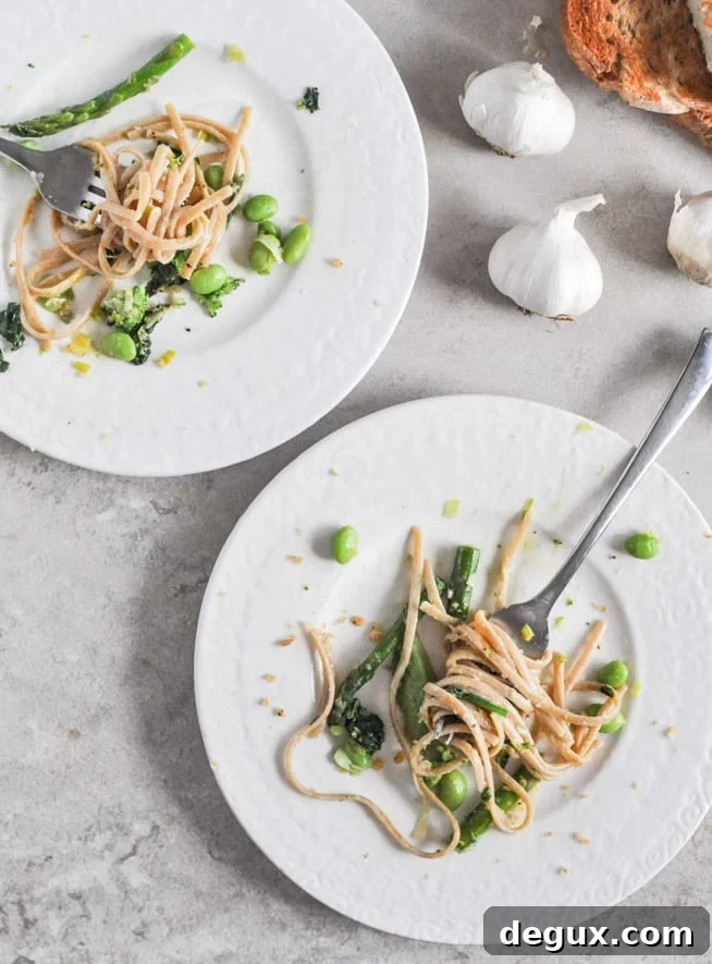 Creamy Pasta Verde with Garlic Brown Butter Breadcrumbs