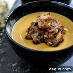 Bourbon Sweet Potato Bisque with Brown Butter Cinnamon Croutons 2 img 30568 5