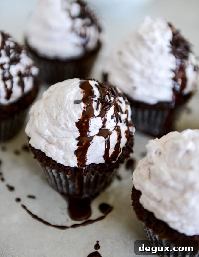Dark Chocolate Fudge Merlot Cupcakes I howsweeteats.com