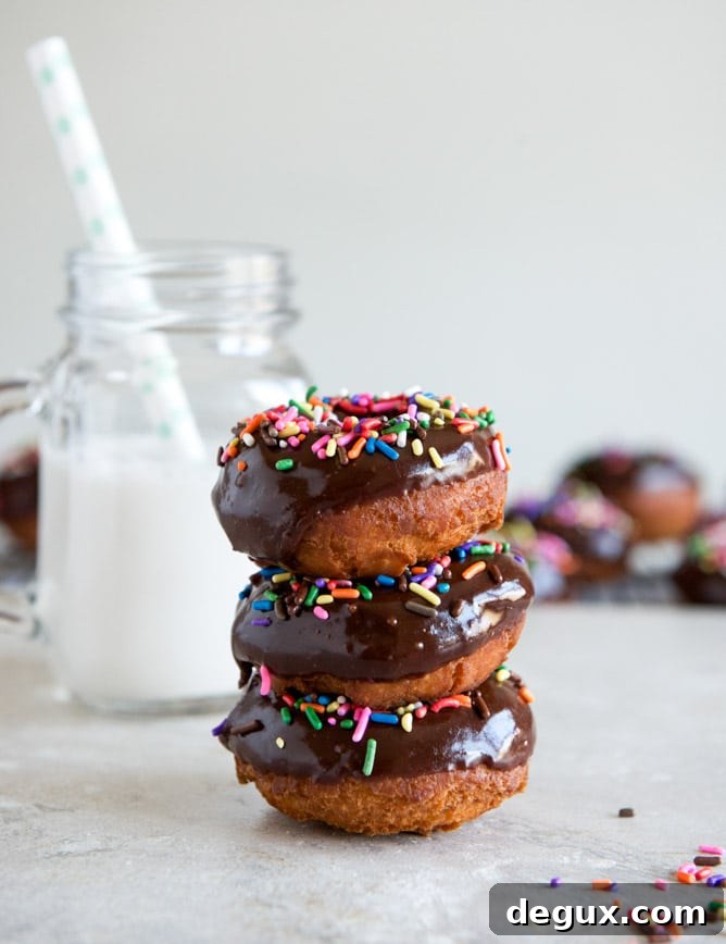 Chocolate Frosted Cake Donuts I howsweeteats.com
