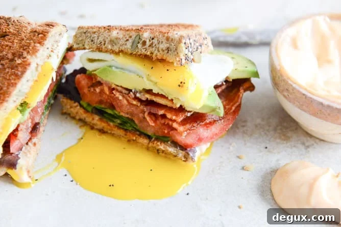 Avocado BLT's with Spicy Mayo and Fried Eggs I howsweeteats.com