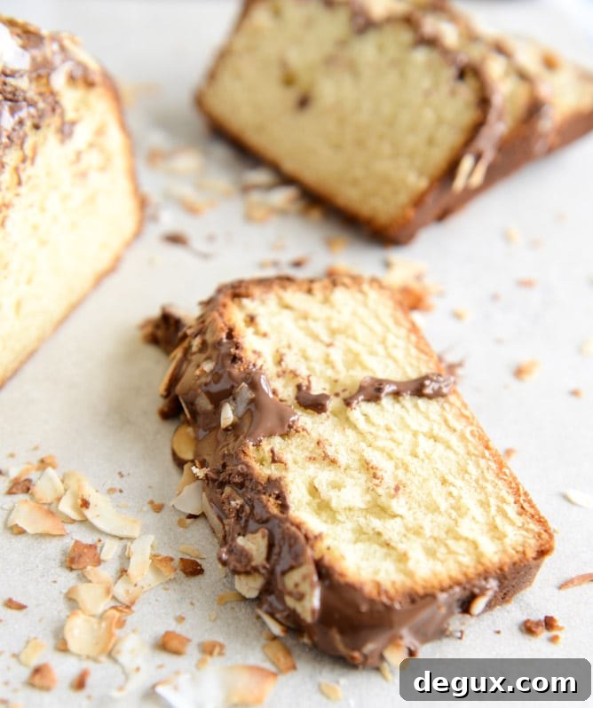 Spiked Almond Joy Poundcake I howsweeteats.com