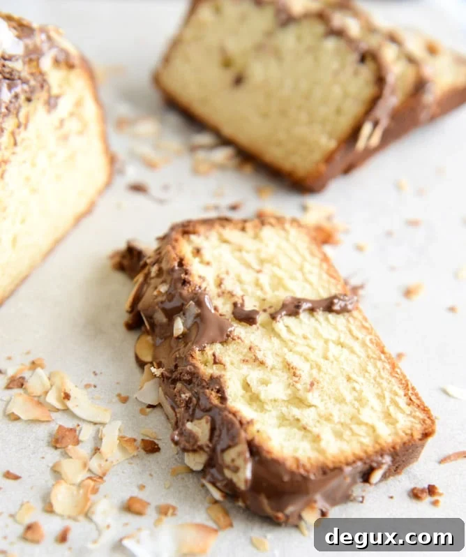 Spiked Almond Joy Poundcake I howsweeteats.com Spiked Almond Joy Poundcake I howsweeteats.com