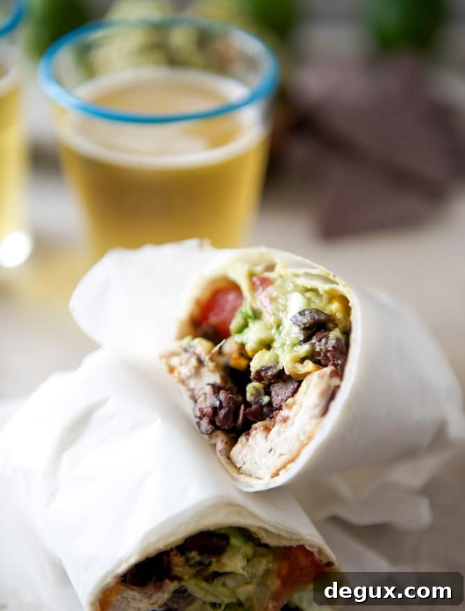 Tequila Lime Chicken and Black Bean Burritos I howsweeteats.com