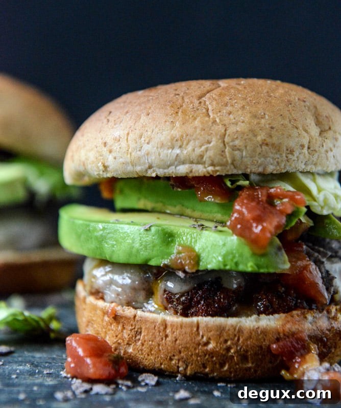Taco-Rubbed Burgers with Avocado and Crushed Tortilla Chips I howsweeteats.com