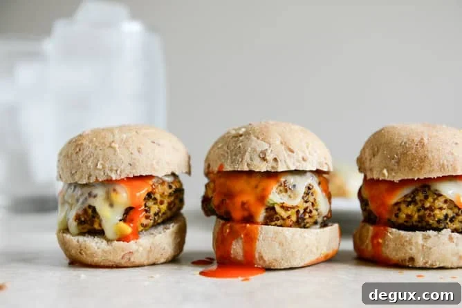 Crispy Buffalo Style Quinoa Sliders with Sweet Corn + Scallions I howsweeteats.com