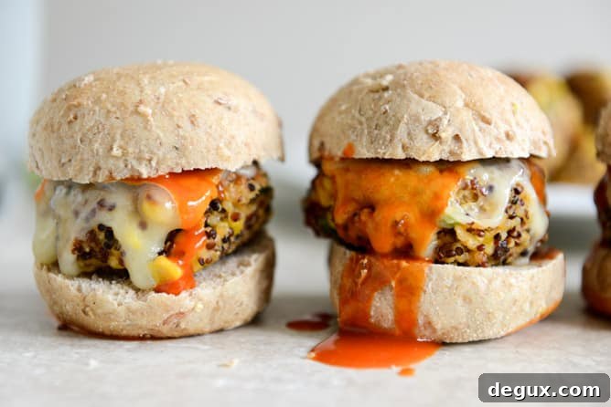Crispy Buffalo Style Quinoa Sliders with Sweet Corn + Scallions I howsweeteats.com