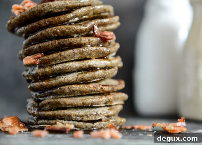 Mini Buckwheat Bacon Pancakes with Bourbon Syrup I howsweeteats.com