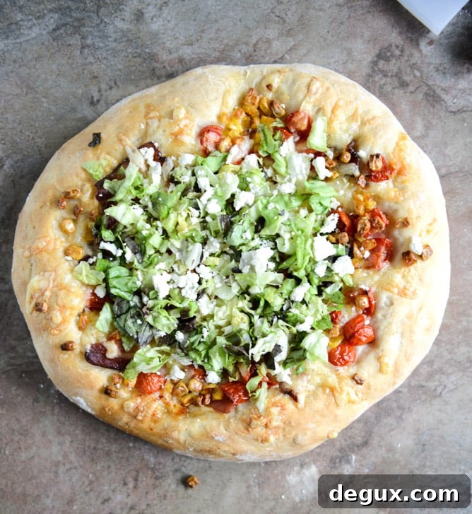 BLT Pizza with Grilled Corn + Crumbled Feta