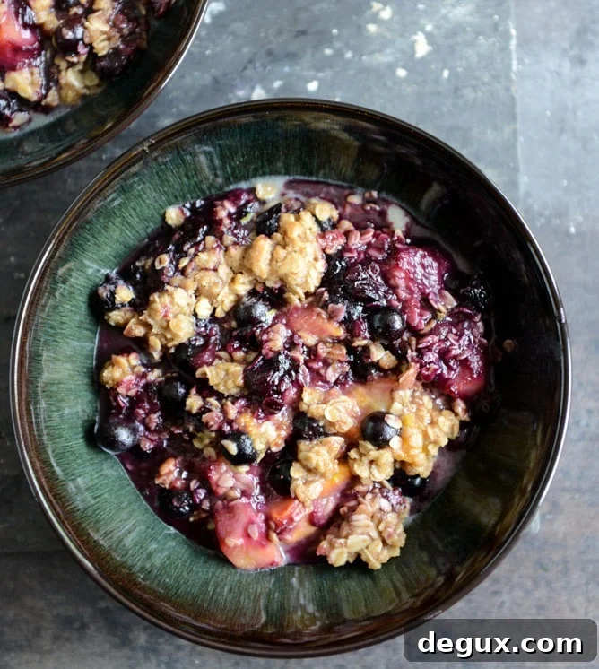 Fresh Peach, Blueberry + Basil Crisp