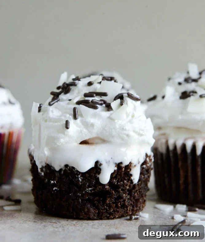 Fudge Brownie and Coconut Ice Cream Cupcakes I howsweeteats.com