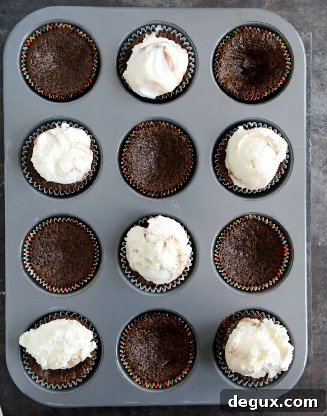 Fudge Brownie and Coconut Ice Cream Cupcakes I howsweeteats.com