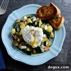 Summer Zucchini Skillet with Poached Eggs and Garlic Brown Butter Baguette 2 img 33132 5