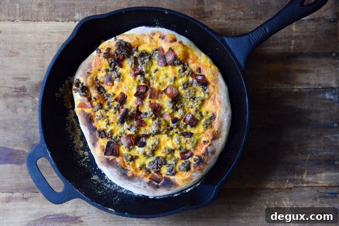Bacon Cheeseburger Skillet Pizza I howsweeteats.com Bacon Cheeseburger Skillet Pizza I howsweeteats.com