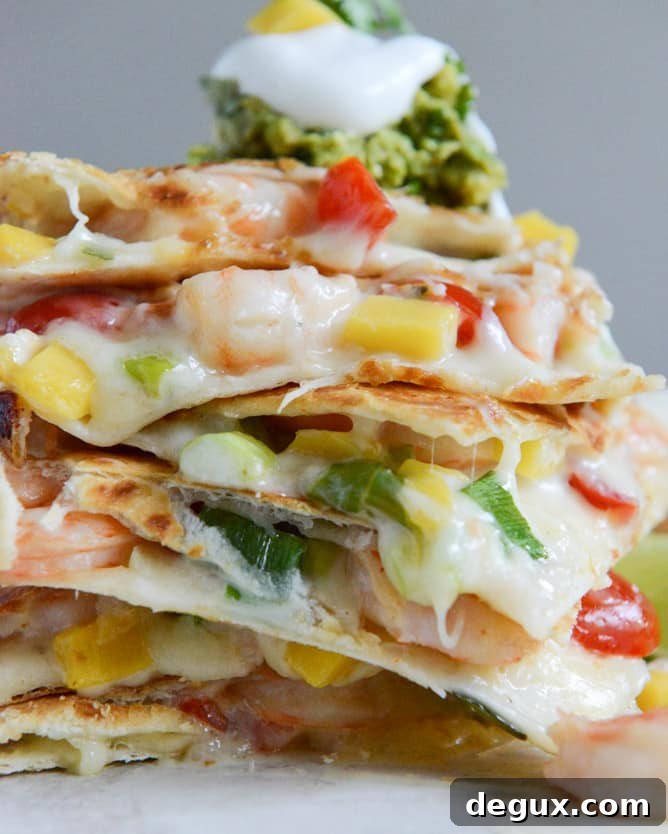 Chipotle Beer Shrimp Quesadillas with Spicy Guac I howsweeteats.com