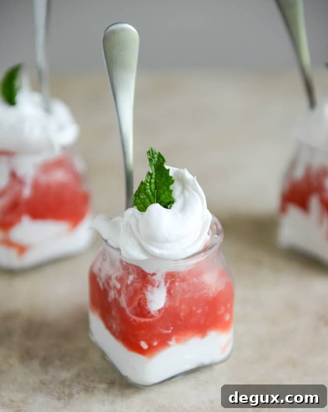 Boozy Watermelon Granitas with Coconut Whipped Cream