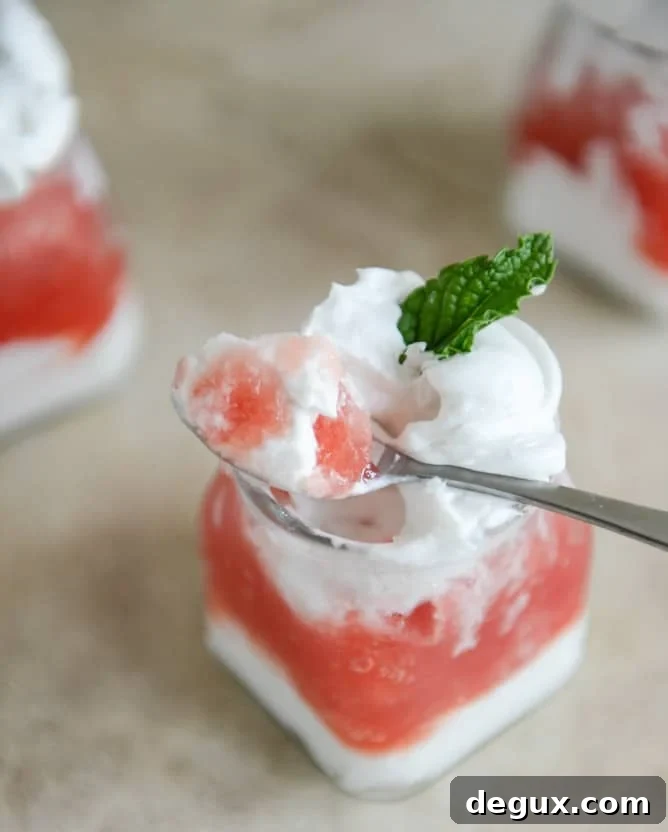 Boozy Watermelon Granitas with Coconut Whipped Cream