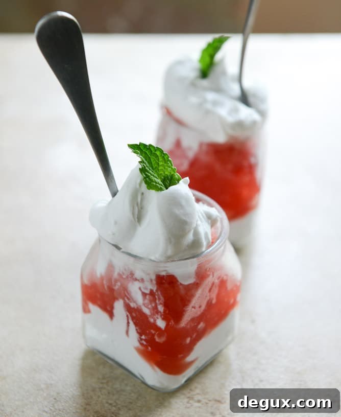 Boozy Watermelon Granitas with Coconut Whipped Cream