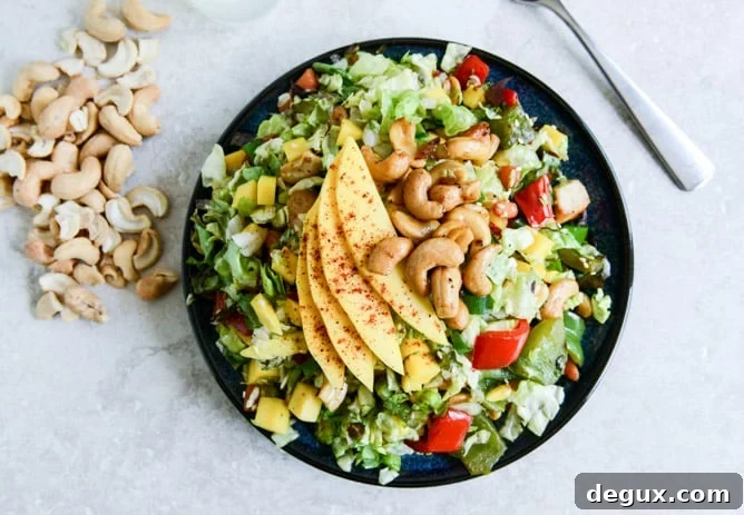 Cashew Chicken Chopped Salad with Chili Dusted Mango I howsweeteats.com