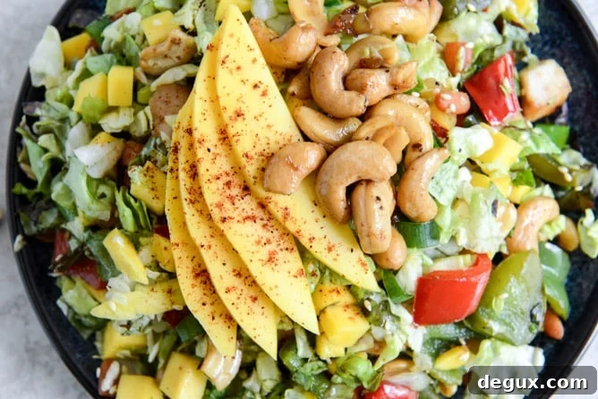Cashew Chicken Chopped Salad with Chili Dusted Mango I howsweeteats.com