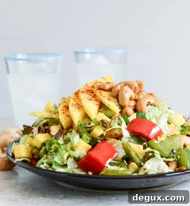 Cashew Chicken Chopped Salad with Chili Dusted Mango I howsweeteats.com
